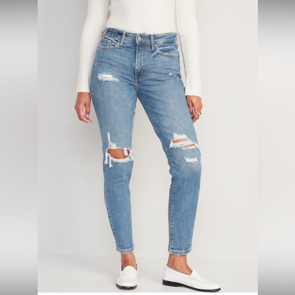 Old Navy Denim - Old Navy High-Waisted OG Straight Ripped Jeans